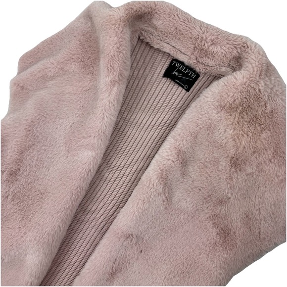 Twelfth Love Jackets & Blazers - TWELFTH LOVE Womens Faux Fur Suede Vest Duster‎ Cardigan Rose/Pink - L